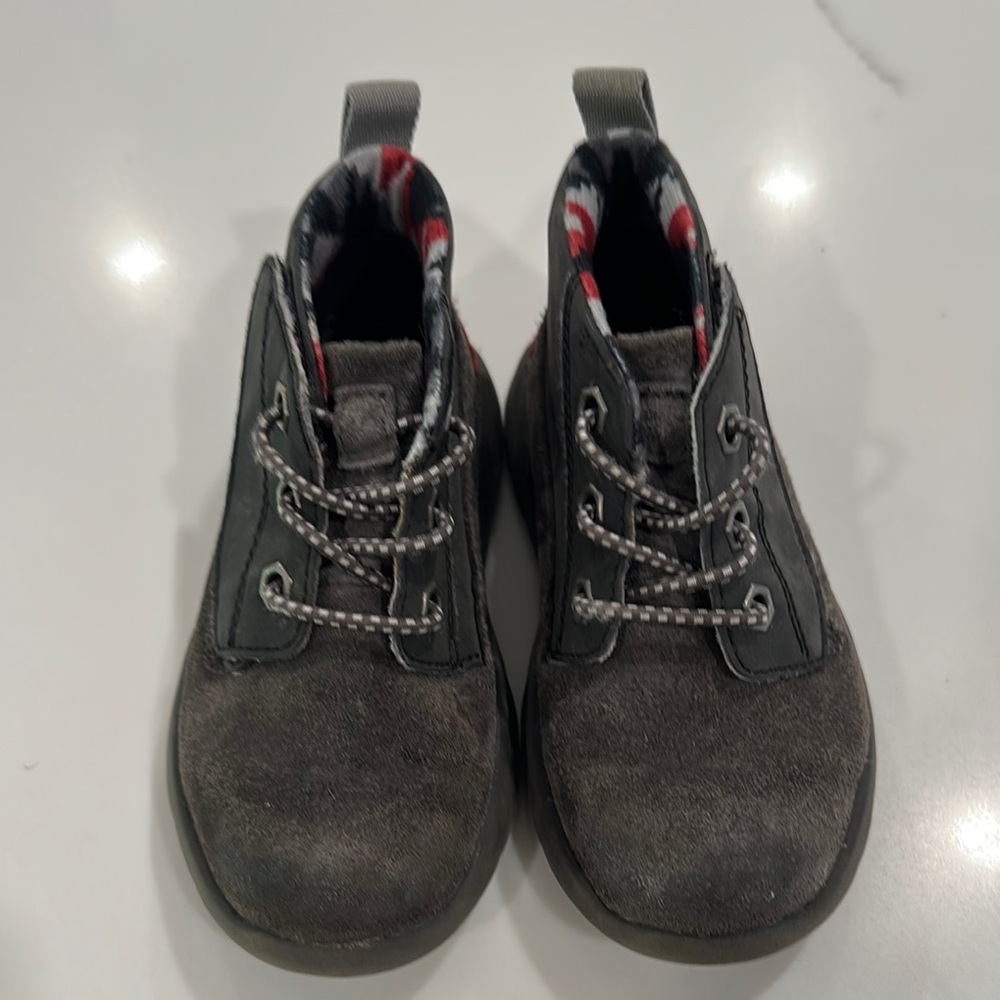UGG Kids Gray Boots with Patterned Lining